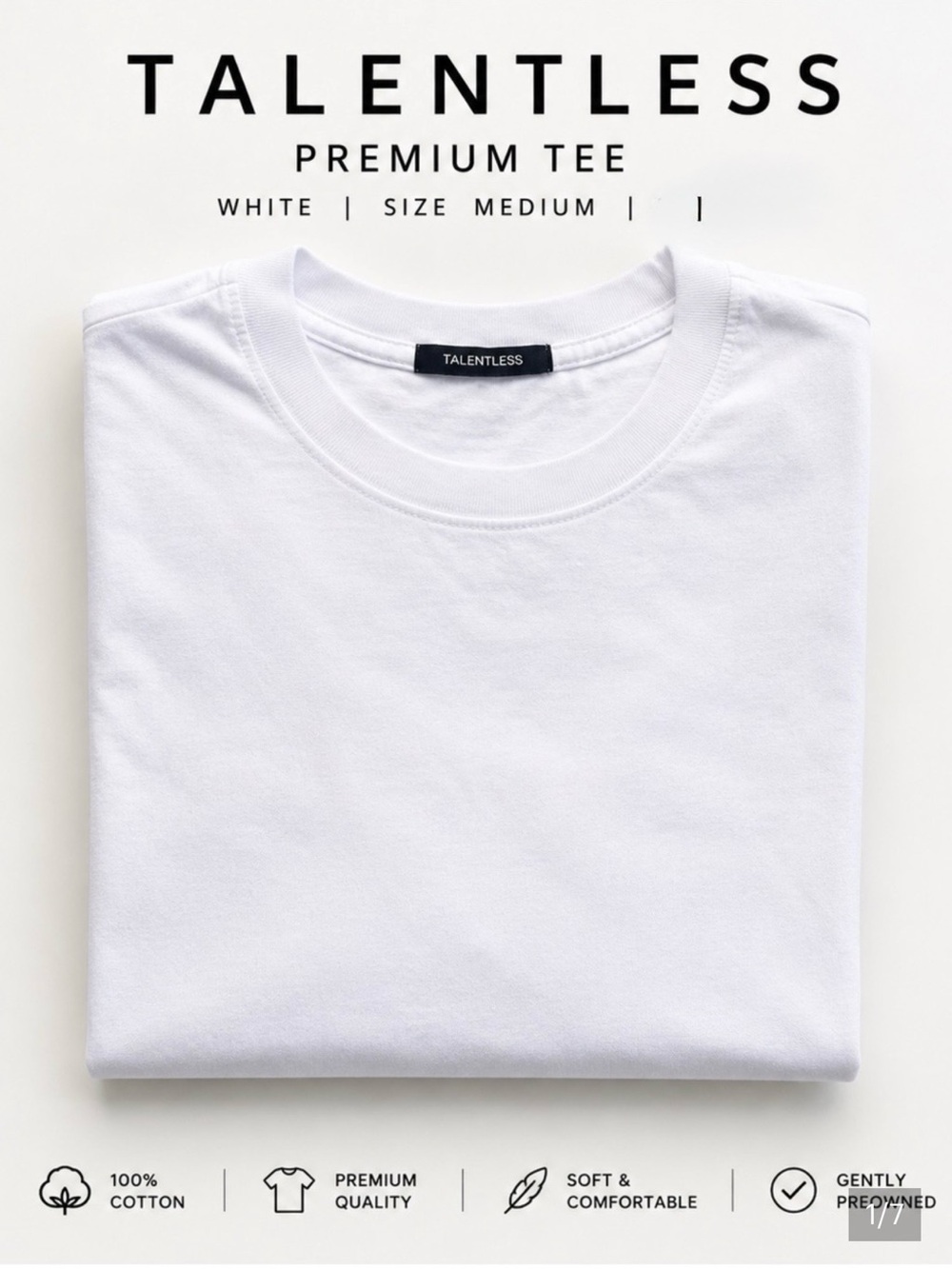 Talentless Premium Tee White Medium Minimal Luxury Streetwear